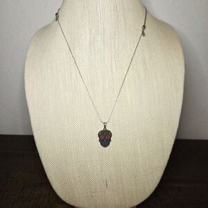 Alex and Ani Calavera Pendant Silver Tone Slider Necklace 31"